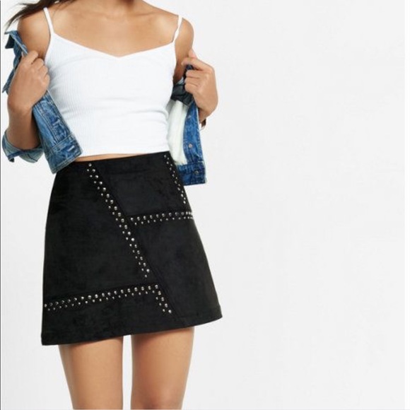 Express Dresses & Skirts - Express Faux Suede Studded Mini Skirt